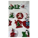 Vintage Wooden Christmas Ornaments – Painted Elves, Santa, Snowmen, and Shapes