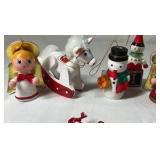Vintage Miniature Christmas Ornaments – Mixed Set of Angels, Snowmen, Santa, and Reindeer