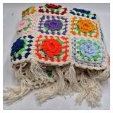 Vintage Crocheted Granny Square Afghan