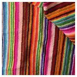 Vintage Crocheted Striped Afghan – Rainbow Zigzag Pattern with Fringe