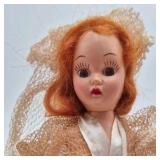 Vintage Red-Haired Bride Doll – Ivory Lace Gown Veil Long Train