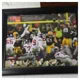 Framed Signed NFL Photos – Brent Celek Eagles 87 and Lawrence Tynes Giants Kick