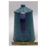 Vintage Blue Speckled Enamel Coffee Pot – Graniteware with Bail Lid