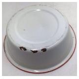 Vintage White Enamel Wash Basin – Graniteware with Red Rim Trim
