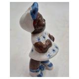 Vintage Ceramic Black Americana Figurine – Girl with Bow in Polka Dot Dress