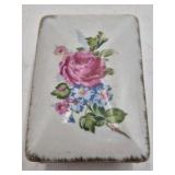 Vintage Porcelain Trinket Box – Floral Rose Pattern with Gold Trim