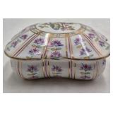 Vintage KPM Porcelain Trinket Box – Hand-Painted Floral Panels with Gold Accents