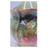 Vintage Porcelain Trinket Box – Green Glaze with Hand-Painted Floral Motif