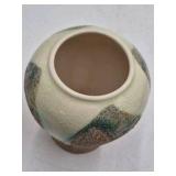 Vintage Ceramic Vase – Mottled Brown and Green Glaze with Crackle Accents