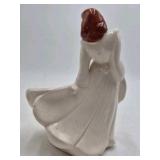 Vintage Ceramic Lady Figurine Planter – Red Hair Green Dress Accents