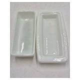 Vintage Pyrex Butter Dish – Green Floral Daisy Pattern