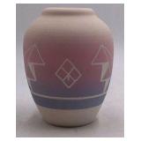 Vintage Clark Grandma EC Sioux Pottery Vase – Geometric Triangle Design