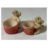 Miniature Bunny Teapot and Watering Can Figurines – Rabbit Family Set