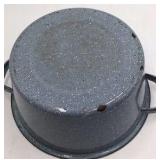Vintage Gray Speckled Enamel Stock Pot with Lid – Large Dutch Oven Style