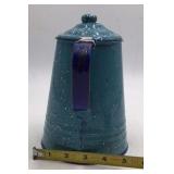 Vintage Blue Speckled Enamel Coffee Pot – Graniteware with Bail Lid