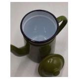 Vintage Green Enamel Coffee Pot – Solid Color Graniteware with Domed Lid