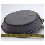 Vintage Gray Speckled Enamel Skillet – Graniteware Frying Pan with Long Handle