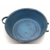 Vintage Blue Speckled Enamel Wash Basin – Graniteware with Side Handles