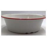 Vintage White Enamel Wash Basin – Graniteware with Red Rim Trim