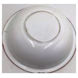 Vintage White Enamel Wash Basin – Graniteware with Red Rim