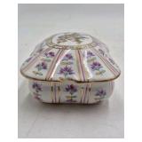 Vintage KPM Porcelain Trinket Box – Hand-Painted Floral Panels with Gold Accents
