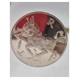 Vintage Zodiac Medallion Paperweight – Aries Bull in Acrylic Block