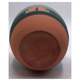 Vintage Sioux Pottery Vase – Teal Gradient Stepped Pueblo Design Signed