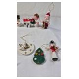 Vintage Miniature Christmas Ornaments – Mixed Set of Santa, Snowmen, Angels, and Toys