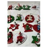 Vintage Wooden Christmas Ornaments – Painted Elves, Santa, Snowmen, and Shapes