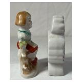 Occupied Japan Porcelain Figurine and Clock – Girl with Frog and Floral Clock