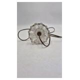 Pair of Vintage Cut Crystal Boudoir Lamps – Scalloped Bases with Prisms