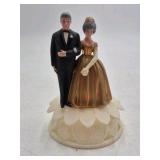Vintage Miniature Cake Toppers and Wedding Rings – Bride Groom Bowler and Football Players