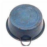 Vintage Blue Speckled Enamel Wash Basin – Graniteware with Side Handles