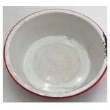 Vintage White Enamel Wash Basin – Graniteware with Red Rim Trim
