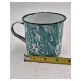 Vintage Teal Marble Enamel Mug – Graniteware Camp Cup