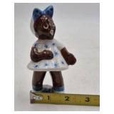 Vintage Ceramic Black Americana Figurine – Girl with Bow in Polka Dot Dress