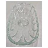 Vintage Clear Glass Dish – Scalloped Oval with Floral Pressed Pattern
