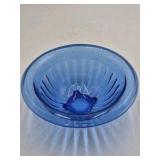 Vintage Blue Glass Bowl – Ribbed Fluted Design
