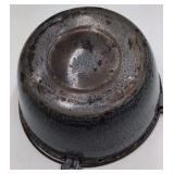 Vintage Gray Speckled Enamel Wash Basin – Graniteware with Bail Handle