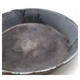 Vintage Gray Speckled Enamel Skillet – Graniteware Frying Pan with Long Handle