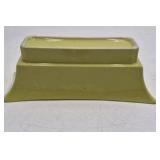 Vintage Jacquelin Ceramic Planter – Olive Green Glaze with Flared Rectangular Form