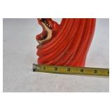 Vintage Ceramic Peacock Vase – Orange Glaze with Gold Accents