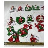 Vintage Wooden Christmas Ornaments – Painted Elves, Santa, Snowmen, and Shapes