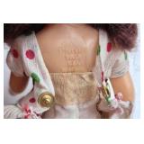 Vintage Storybook Doll – Polka Dot Dress with Black Lace Trim