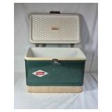 Vintage Coleman Green and Tan Metal Cooler – Diamond Logo Made in USA