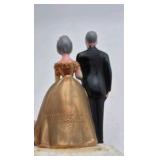 Vintage Miniature Cake Toppers and Wedding Rings – Bride Groom Bowler and Football Players