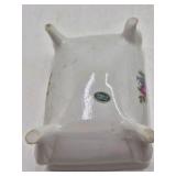 Vintage Porcelain Trinket Box – Floral Rose Pattern with Gold Trim