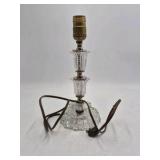 Pair of Vintage Cut Crystal Boudoir Lamps – Scalloped Bases with Prisms