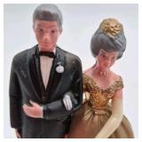 Vintage Miniature Cake Toppers and Wedding Rings – Bride Groom Bowler and Football Players