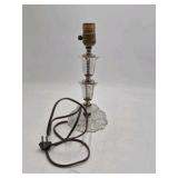 Pair of Vintage Cut Crystal Boudoir Lamps – Scalloped Bases with Prisms